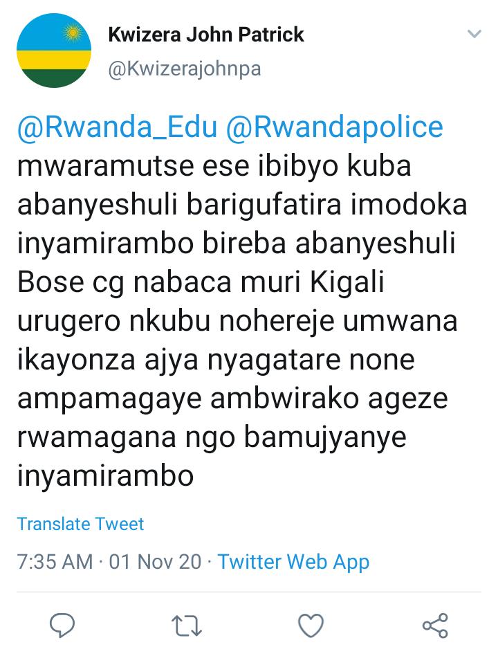 Uyu munyeshuri ntabwo yagombaga gusubira inyamirambo kandi yiga Nyagatare. Mwaduha Transport company yamuhaye ticket tukamufasha. Murakoze