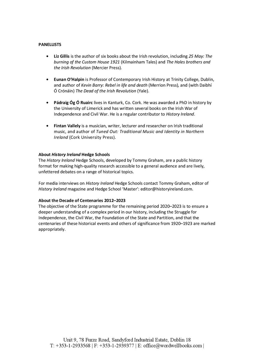 In Mountjoy Jail one Monday morning…’—the Irish Revolution in ballad and songWhy was Kevin Barry immortalised in song? Tommy Graham,  @lizgillis191623, Eunan O’Halpin, Pádraig Óg Ó Ruairc and Fintan Vallely. https://www.historyireland.com/uncategorized/in-mountjoy-jail-one-monday-morning-the-irish-revolution-in-ballad-and-song/