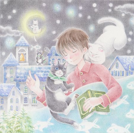 Art Ippiさんのお題企画に参加させていただきます 冬のはじまり 猫と見る モクハタのイラスト