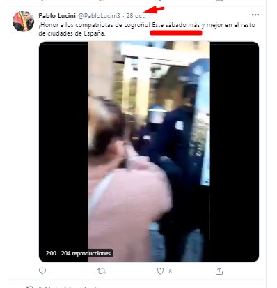 Miquel_R's tweet photo. El jefe de las juventudes del partido neonazi DN ha borrado su tuit en el que llamaba a la manifestación de anoche en Logroño que terminó con saqueos y disturbios. Aquí las capturas 👇🏾 https://t.co/txNgzlOSje