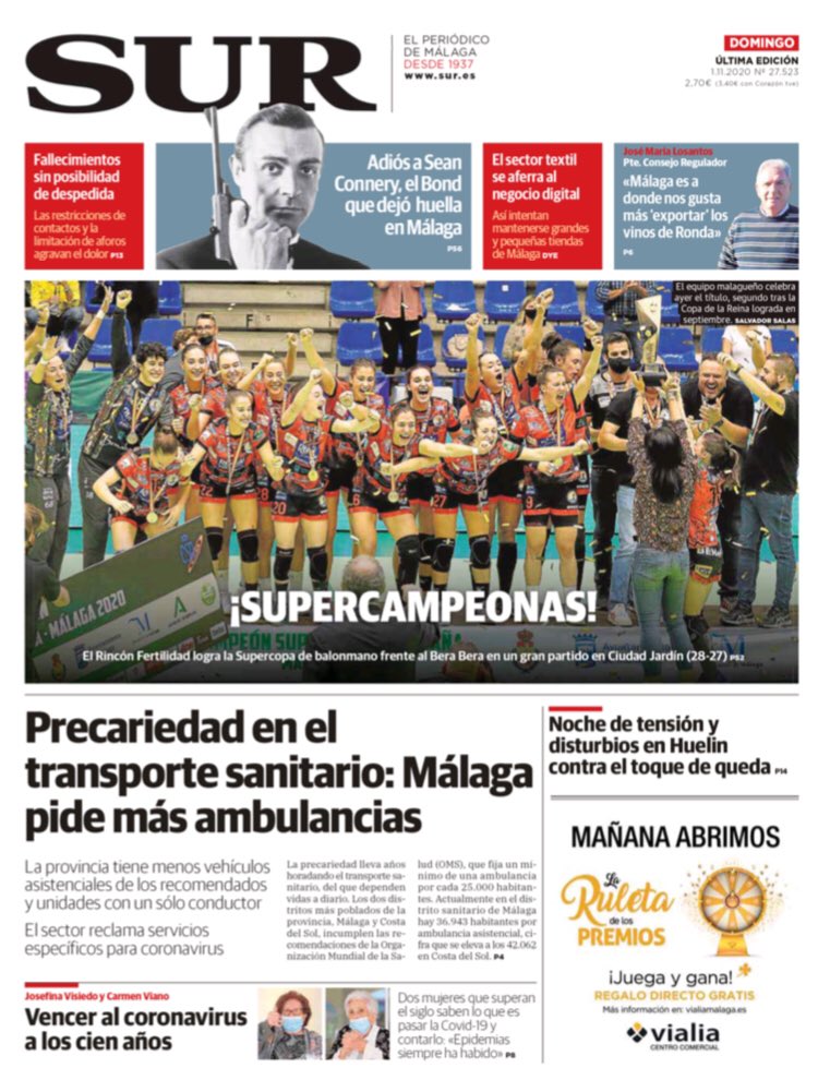 BMMalagaCosta's tweet photo. Esto que te levantas un domingo, vas al kiosko, coges la prensa y te das cuenta que es verdad, 

¡QUE ERES SUPERCAMPEONA DE ESPAÑA!

Gracias a @DiarioSUR y @opiniondemalaga por esas preciosas portadas.

#SomosPanteras https://t.co/kYyPOWO30Q