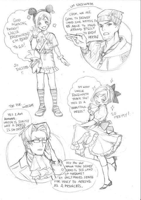 *How I wish I can sneak my computer and tablet into work* going to Disneyland ? #AceAttorney #narumitsu #wrightworth #trucywright #逆転裁判 