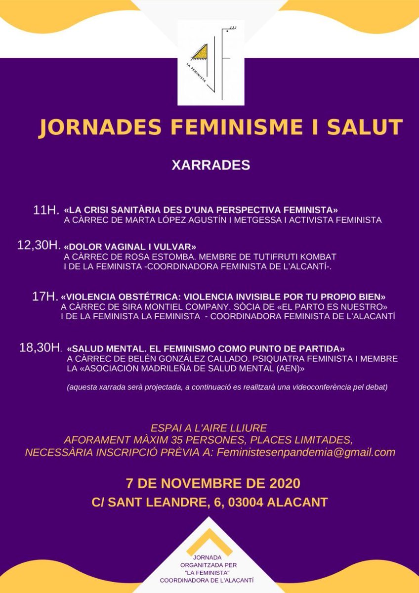 TioCuc's tweet photo. Sabeu que a l'Alacantí s'ha creat una coordinadora de col·lectius feministes? Doncs sí, donem la benvinguda a La Feminista. Coordinadora de l'Alacantí, en la qual està integrada el Casal Popular Tio Cuc💜
Dissabte 7 de novembre hem organitzat les Jornades Feminisme i Salut ⬇️ https://t.co/7Nw0Hesaho
