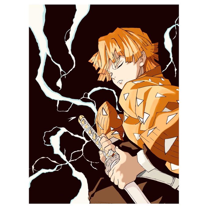 yjさんがTwitterに投稿した我妻善逸(鬼滅の刃)のイラスト。