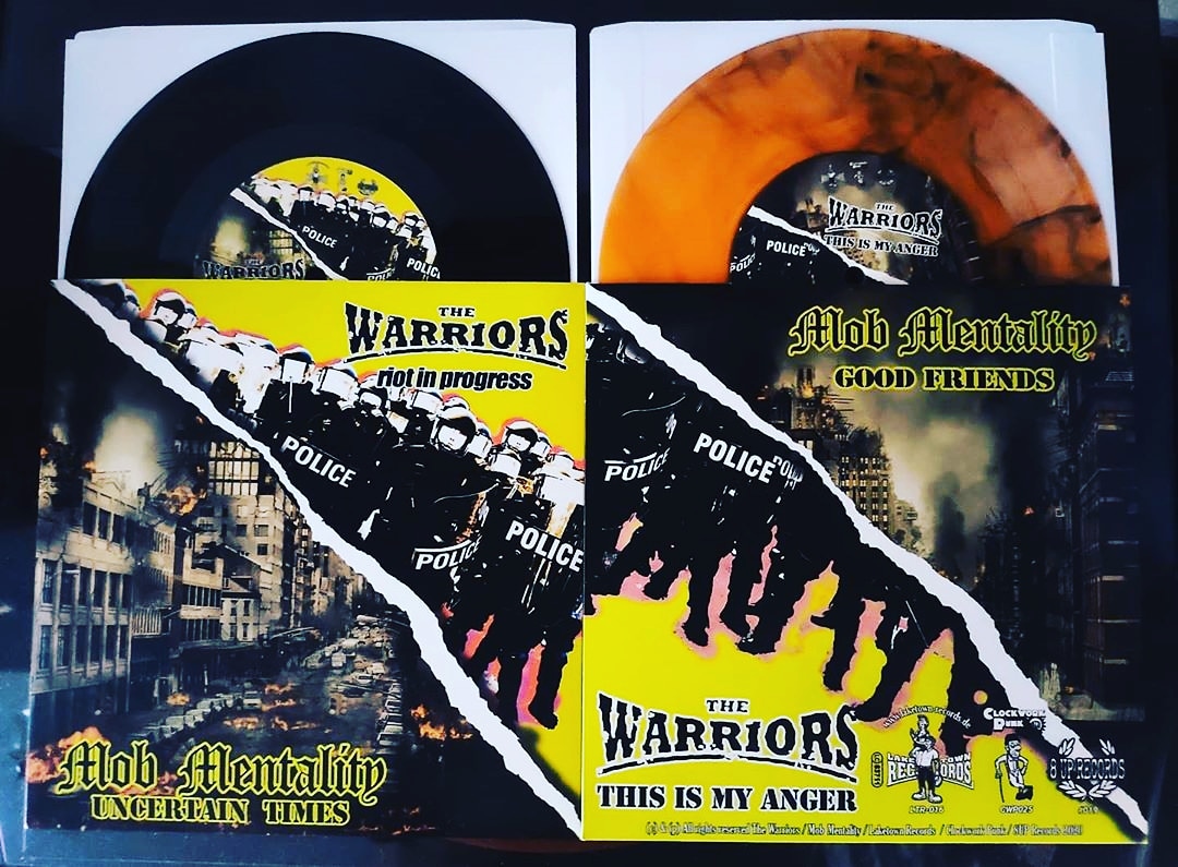 aggroshop69's tweet photo. We have some new #punkvinyl in @ https://t.co/rc0cKyZksb. A split EP by @The_Warriors_UK from #England  and #MobMentalityOi from the #USA on black ⚫ or orange🟠 vinyl.

#streetpunk #oioimusic #oioioi #americanoi #skinhead #punk #punkrock #TheWarriors #aggroshop #aggrobeat https://t.co/XcDHvbop6b