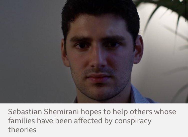 Sebastian got in touch with me because he felt a duty to speak out, for the sake of public health, and others whose loved ones going down similar paths. Conspiracies were his childhood lullabies. He was shown YouTube videos about secret plots and books about "lizard people".