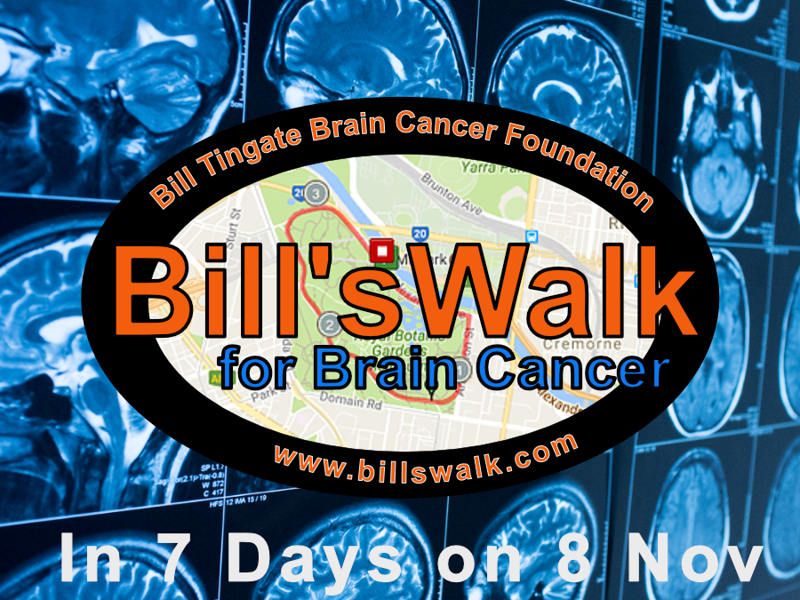 BrainCancerFund's tweet photo. Bill Tingate Brain Cancer Foundation News - 2020 Bill's Walk is just 7 days away on 8 November - https://t.co/IHh1anYmqR https://t.co/HLtyKVTYJW
