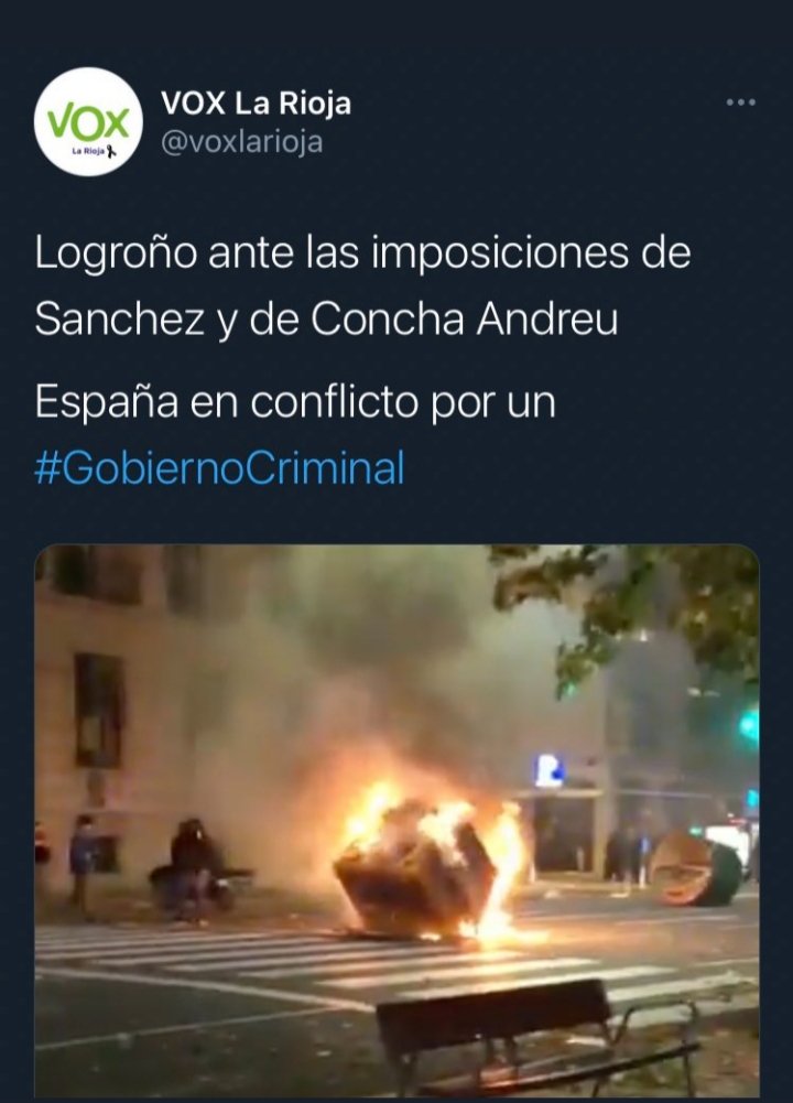 IsaiasLafuente's tweet photo. No sé si es Vox, pero Vox tampoco se aclara. ¿Son menas e izquierdistas saqueadores; españoles en paro, autónomos y padres que no pueden alimentar a sus hijos; honrados ciudadanos de Logroño que se levantan en una España en conflicto? https://t.co/4JdWIEvLZZ