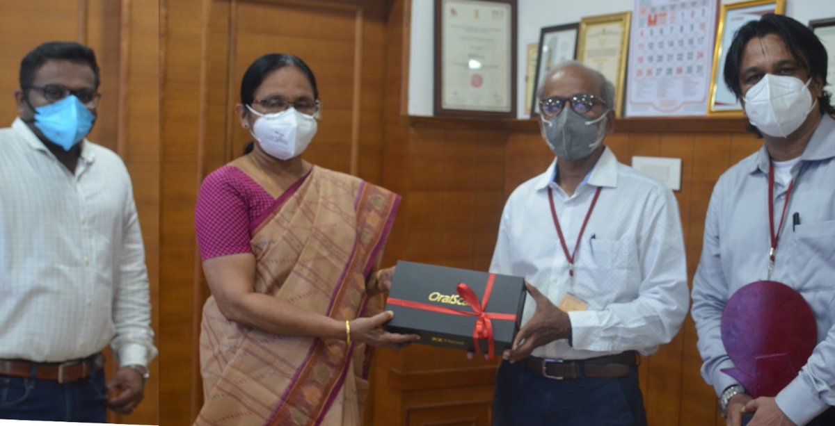 OralScan - the Flagship multispectral imaging camera developed by #Sascan for screening and detection of oral precancers was released on 28 October 2020 by Hon'ble Minister of Health Smt. K.K. Shailaja at her Chambers at 12.45pm <a href="/BIRAC_2012/">DBT-BIRAC</a> <a href="/IndiaDST/">DSTIndia</a> <a href="/timedincubator/">TIMED</a>