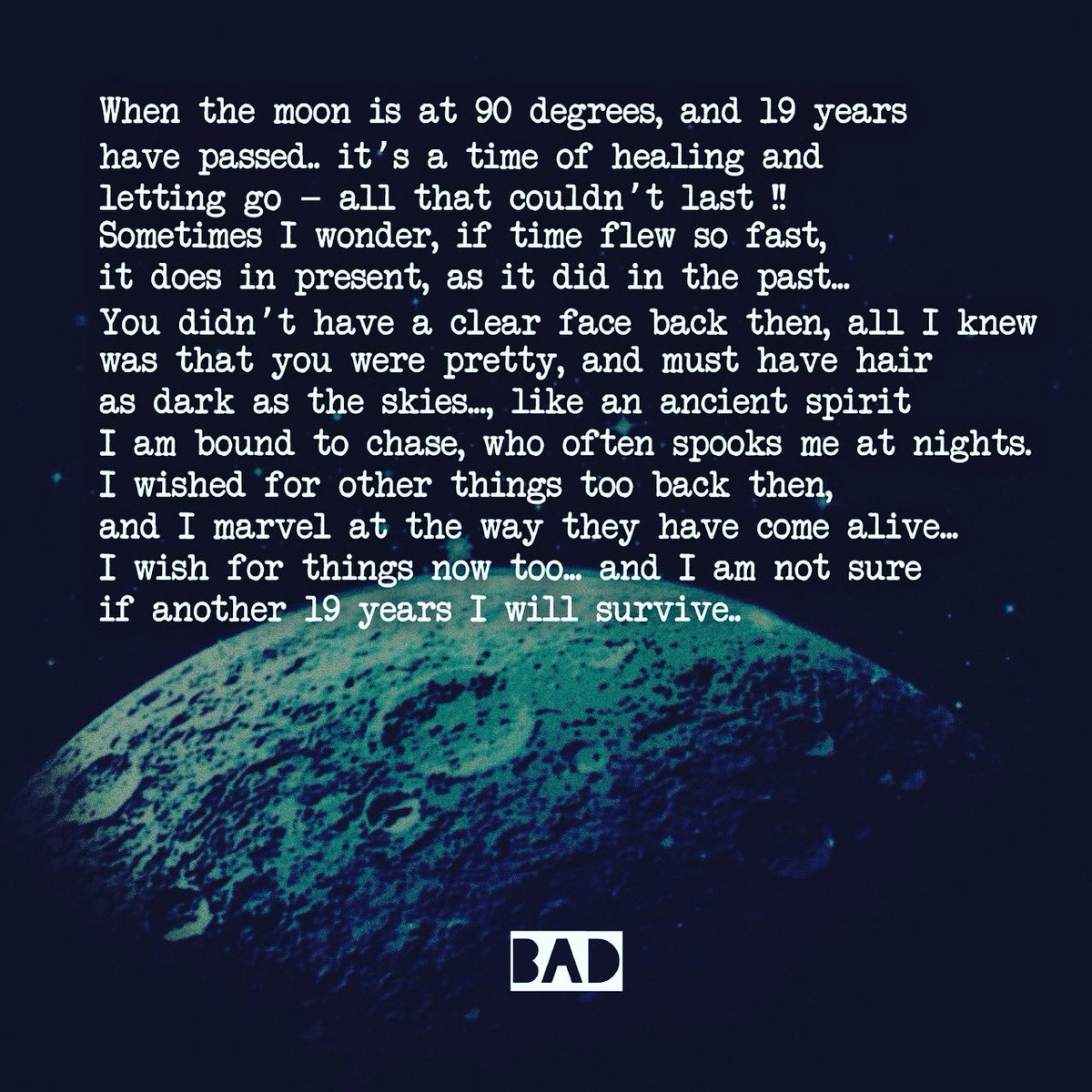 TheBadBoyNote's tweet image. The blue moon special poem. (The last blue moon happened in 2001) #poetry #BlueMoon