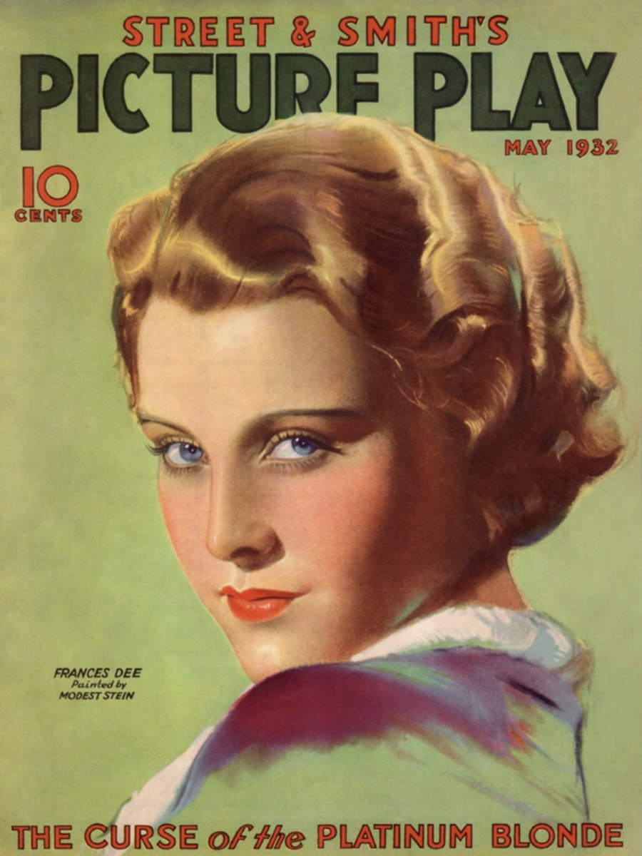 Frances Dee by Modest Stein for PICTURE PLAY, 1932Born in Russia in 1871, Modest Stein left for the US when he was 17 to pursue a career in art. He became a successful artist for newspapers, books & pulp magazines & did many covers of Hollywood stars for PICTURE PLAY magazine
