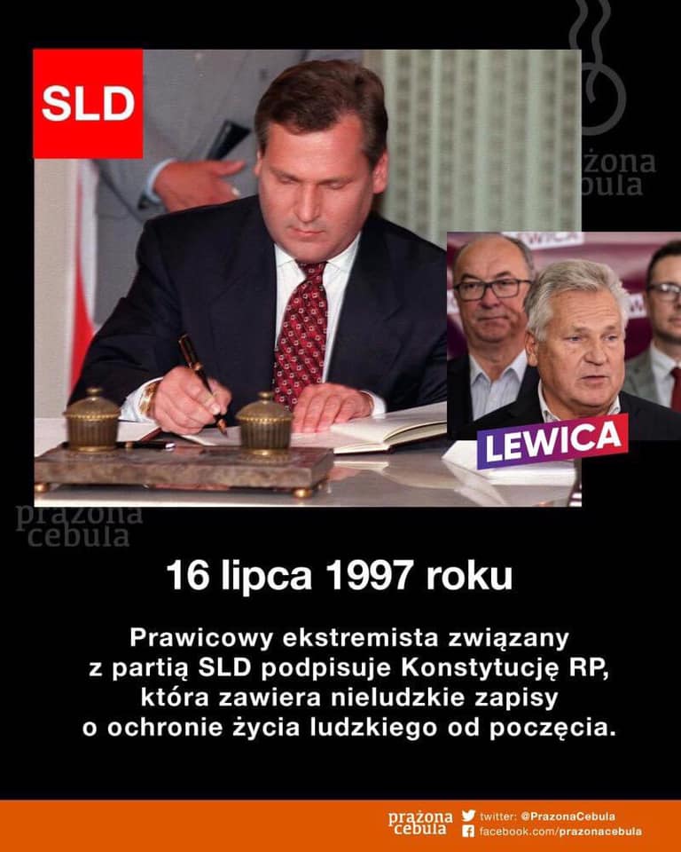 The root issue of the current  #strajkKobiet in  #Poland is the  #Constitution. In 16/07/1997 fully represented by  #leftWing gov president  #Kwasniewski approved this fundamentally corrupted and self-contradictory  #law that include protection of the  #human life since the  #conception.