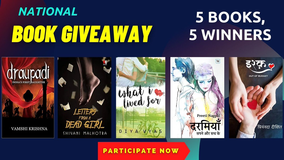 #GiveawayAlert 📚

Win not one, but 5 books! A grand #bookgiveaway for all the #booklovers.

➡️Participate now: instagram.com/p/CG9Hf9HJ9Qt/

#bookgiveaways #bookworm #bookstagram #BookRecommendations #ContestIndia