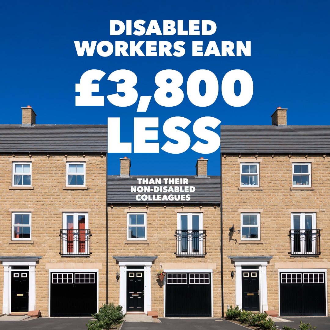 That means each year, based on a 35 hkur work week, disabled workers earn £3,800 less than their non disabled peers.