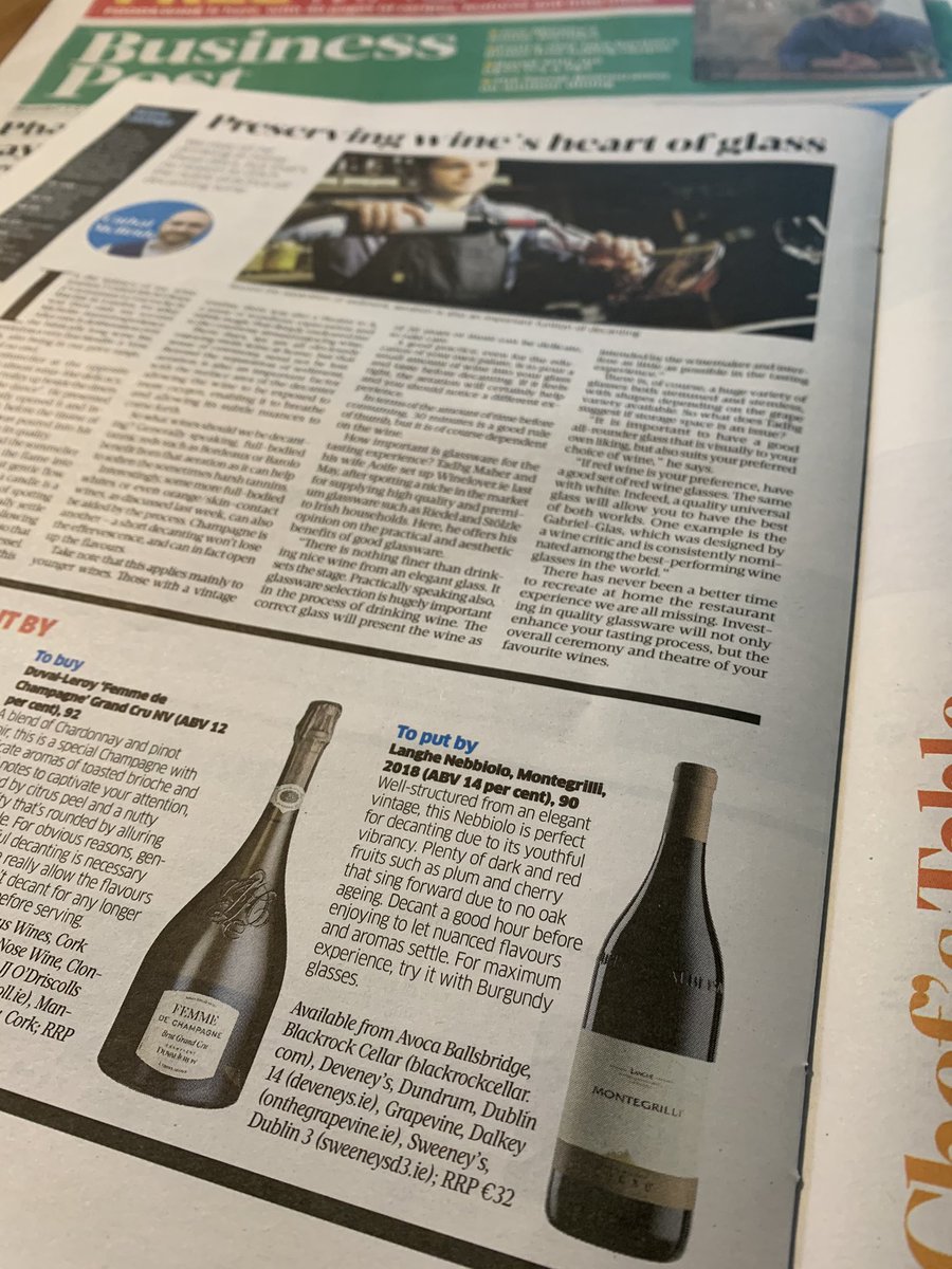 Solera Wine (@solera_wine) on Twitter photo Brilliant article about decanting wines <a href="/businessposthq/">Business Post</a> today. Thanks <a href="/GlassOfRedWine/">Cathal McBride</a> for a kind mention @elviocogno and to Valter Fissore🤴🏻kind of Nebbiolo for making it 🙏 <a href="/gnelis/">Gillian Nelis</a> <a href="/ForestAveDub/">Forestavenue</a> <a href="/timatkin/">Tim Atkin</a> Brilliant article about decanting wines <a href="/businessposthq/">Business Post</a> today. Thanks <a href="/GlassOfRedWine/">Cathal McBride</a> for a kind mention @elviocogno and to Valter Fissore🤴🏻kind of Nebbiolo for making it 🙏 <a href="/gnelis/">Gillian Nelis</a> <a href="/ForestAveDub/">Forestavenue</a> <a href="/timatkin/">Tim Atkin</a>