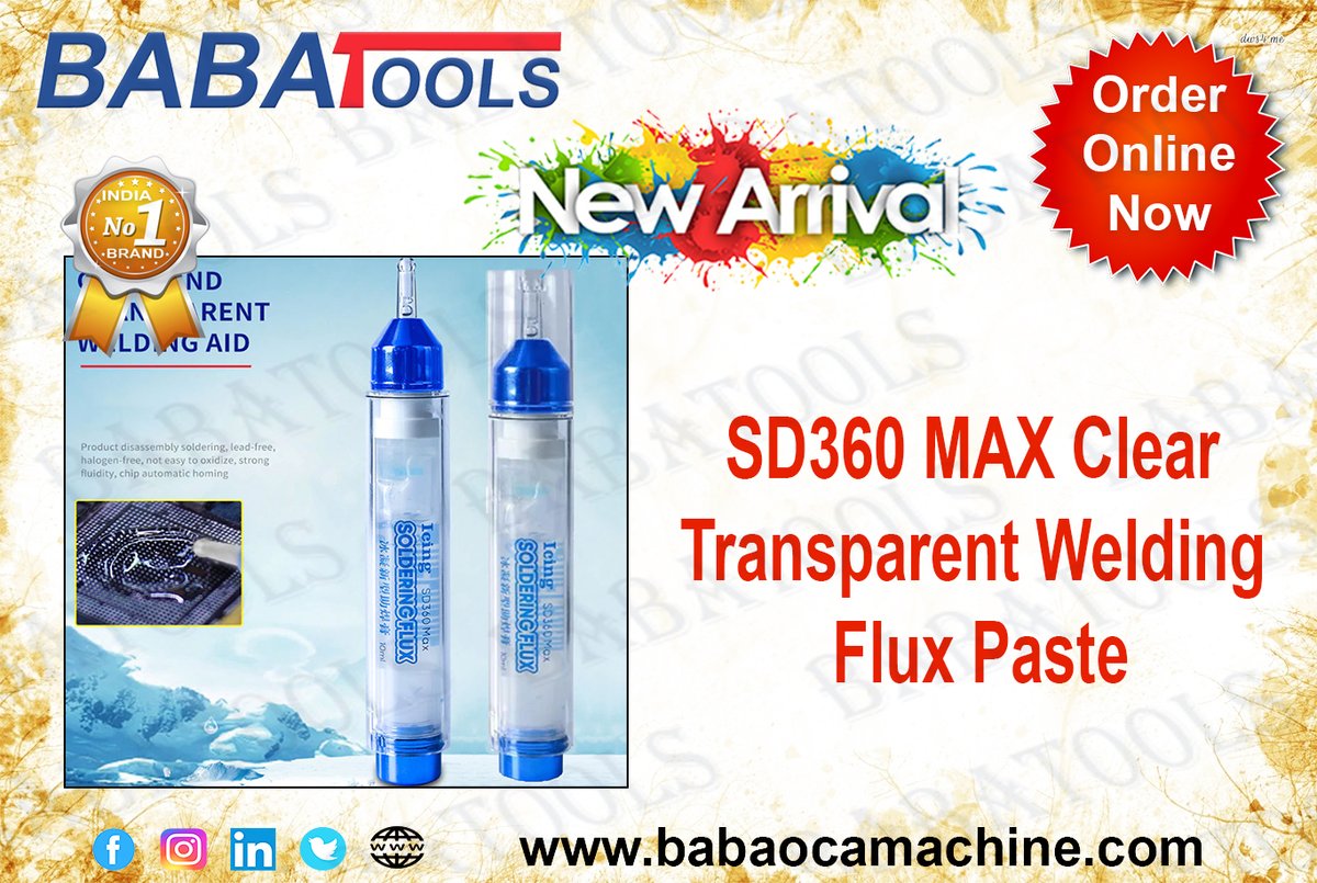 BabaCable's tweet photo. SD360 MAX Clear Transparent Welding Flux Paste
#ordernow https://t.co/emr8rnwini
#babaocamachine #babatools
#babacable #babatools #baba
#smd #powersupply #mircoscope
#sd360maxcleartransparentweldingfluxpaste
#weldingfluxpaste #clearfluxpaste #paste
https://t.co/3xXFQCFL9p https://t.co/hfgM0R4OLL