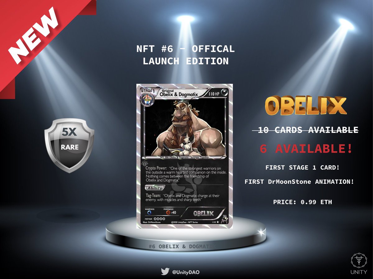  $UTY   @UnityDAO  https://unitydao.gitbook.io/unitydao/&nbsp;With its ample Ecosystem of a DAO is currently making moves in  $DeFI: $OBELIX Community Hedge Fund is coming soon  http://obelix.fund&nbsp; But also in the  $NFT Market, we are taking over  @rariblecom with our  #Pokemon alike cards 