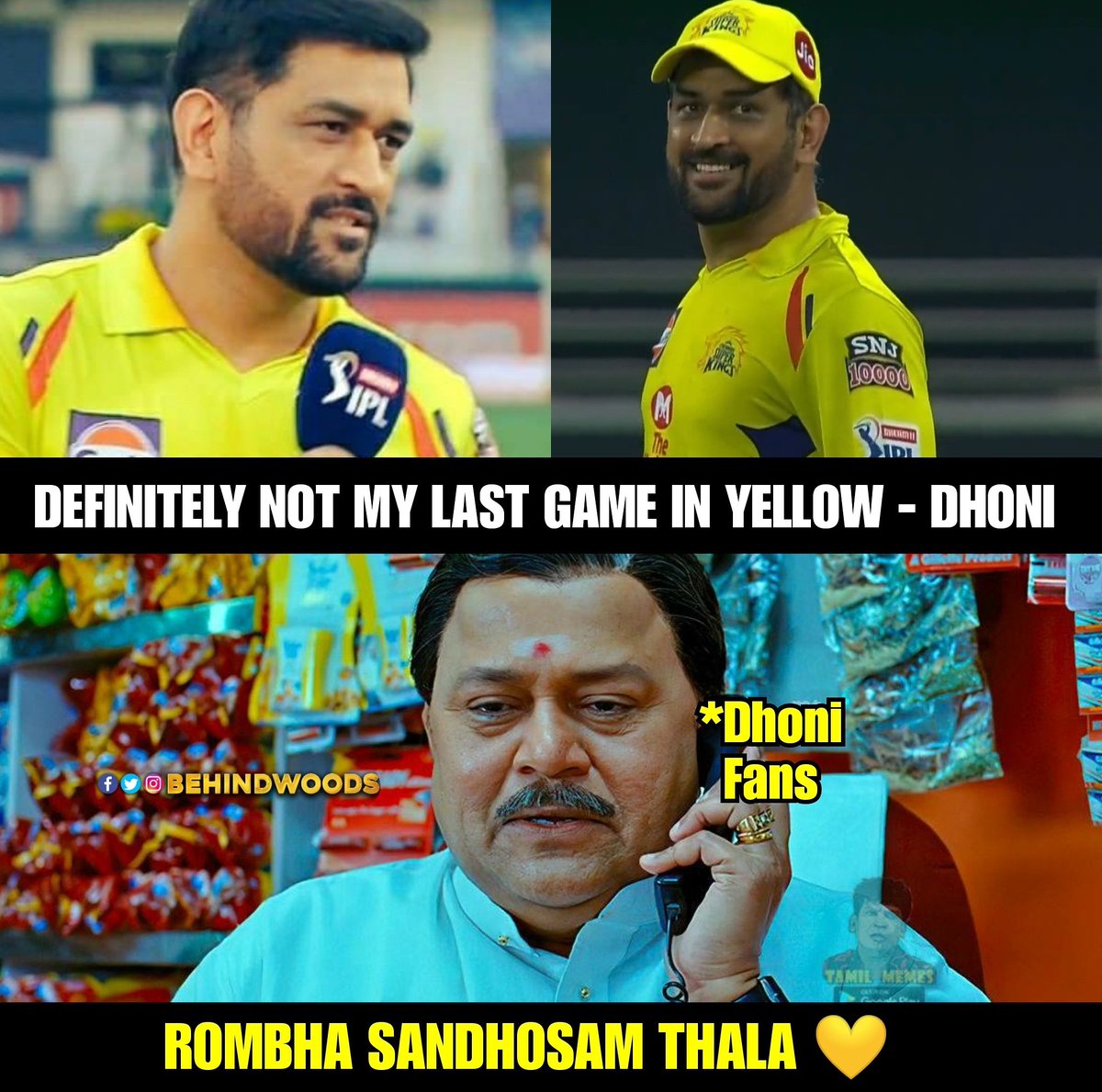 behindwoods's tweet photo. Podraa Vediya 🔥💛

#MSDhoni #CSKvsKX1P #CSK #ChennaiSuperKings #Dhoni https://t.co/LSwtuUN6CN