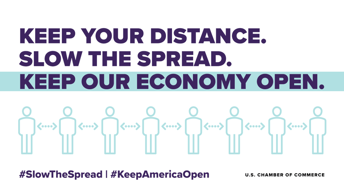 USChamber's tweet photo. If we don’t do our part to #SlowTheSpread, our communities across America risk another round of shutdowns and local businesses may not survive the winter. Do your part to #KeepAmericaOpen. https://t.co/N4AYfZAP3H