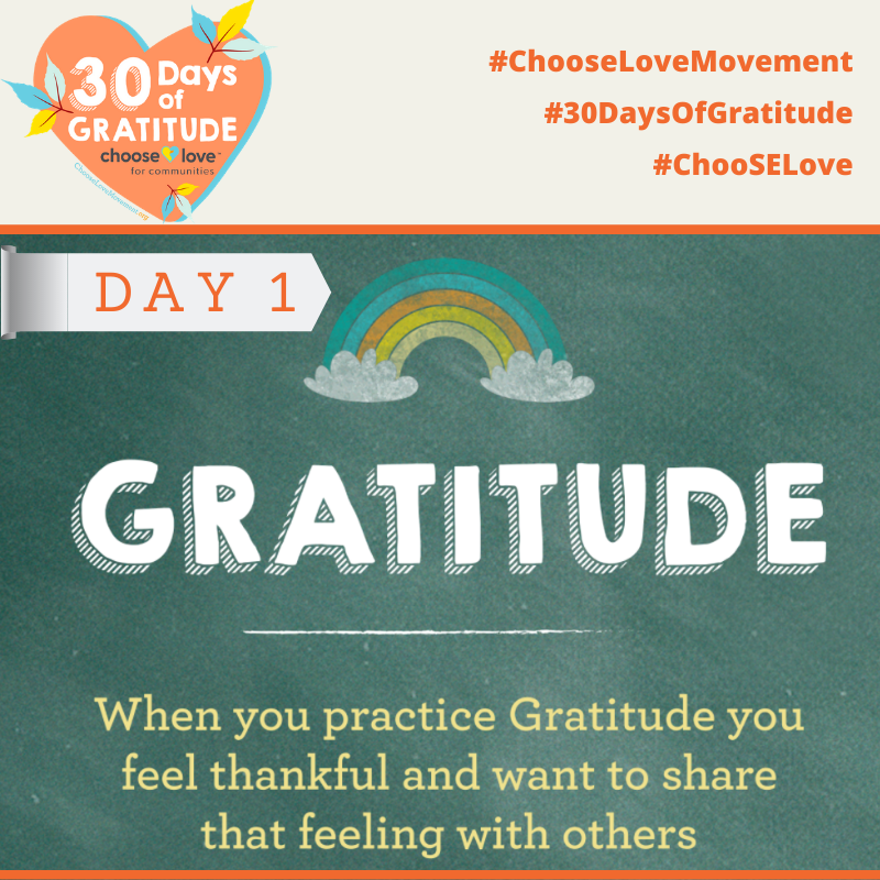 Welcome to #ChooSELove's #30DaysOfGratitude! Every day we will be posting tips that will help you reap the benefits of practicing #gratitude. Let's start the month off by re-learning exactly what gratitude is in the simplest of terms: ow.ly/kqnF50C8nx0 #ChooseLoveMovement