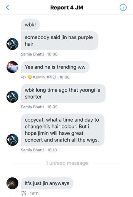 so petty theyd call jin copycat for having purple hair. they do not care about anyone else.they mocked tae and said people victimise him for his lines being cut "when he can't speak decently half of the time" and "he's not the only one being cut, he's just petty and dull."
