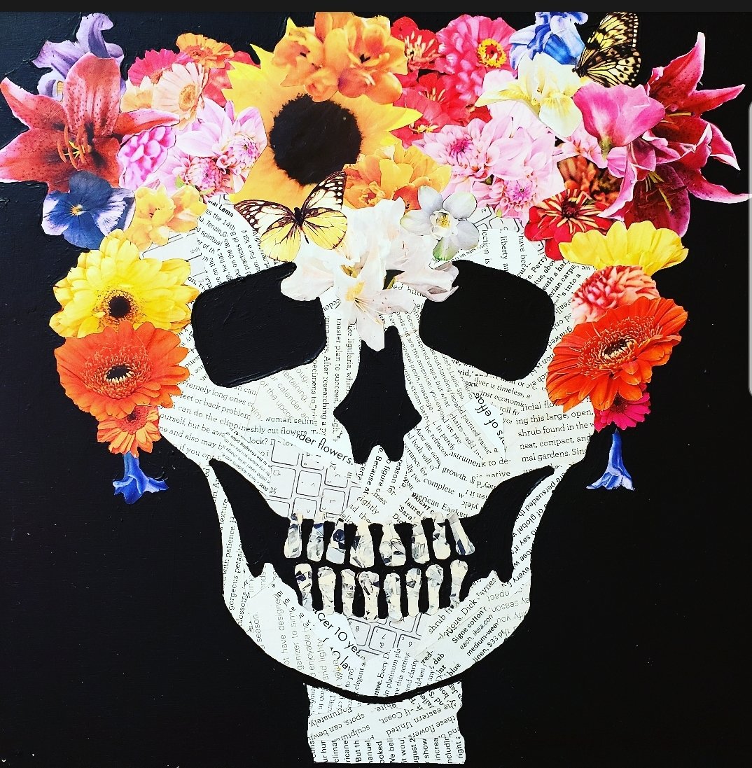 Happy #diadelosmuertos  Have an awesome Sunday!🧡
#art4life #collage #skull #skullart #artistontwitter #courageouscreative