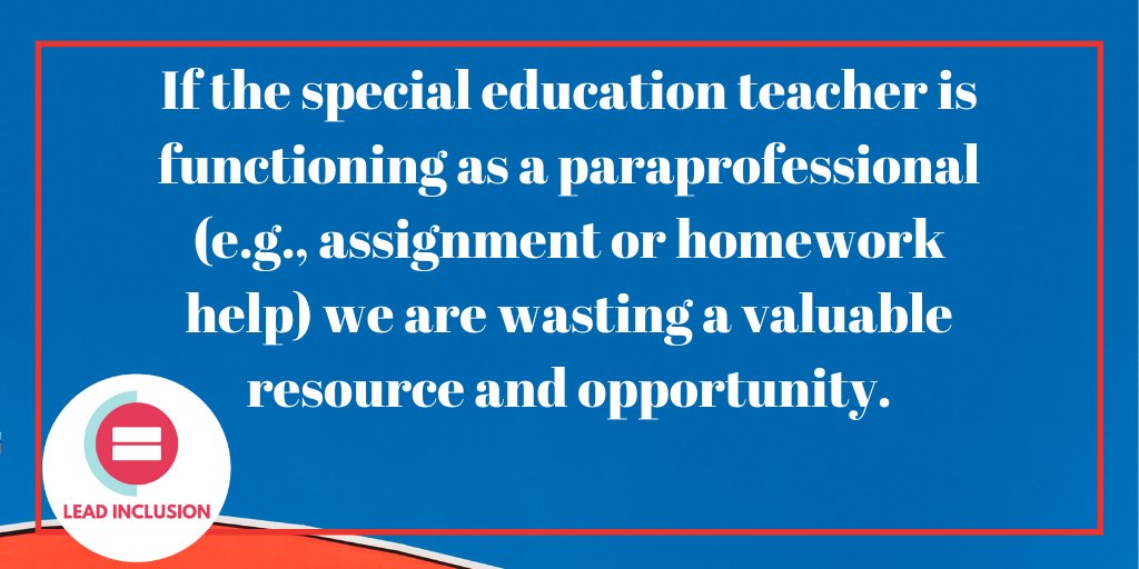 leeannjung's tweet photo. ❗️If the special education teacher is functioning as a paraprofessional (e.g., assignment or homework help) we are wasting a valuable resource and opportunity. ❗️ #LeadInclusion #globaled #inclusion #UDLchat https://t.co/BJj1RV670w