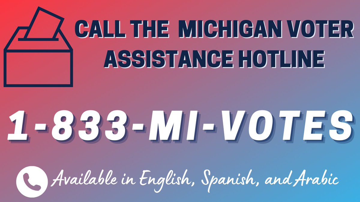 CMUforbiden's tweet photo. Voter suppression is not okay!! If you experience any issues when casting your ballot, call the MI Voter Protection Hotline at 1-833-648-6837 https://t.co/yAlsfmqlWe