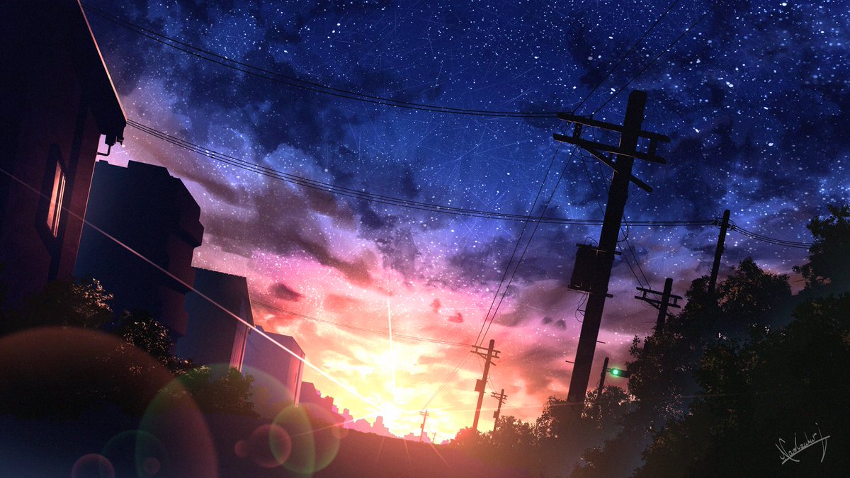 scenery no humans sky star (sky) outdoors power lines starry sky  illustration images