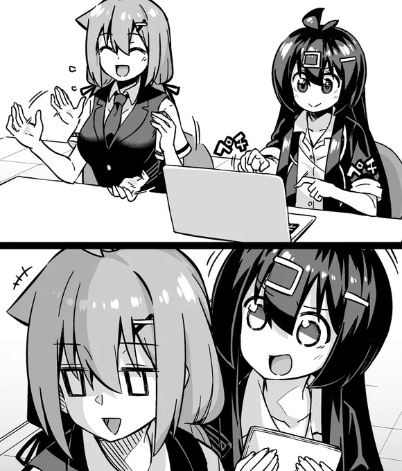 【今回のよく見て欲しいところ】
(上)ろくろを回す社畜ちゃん
(下)煽る後輩ちゃん 