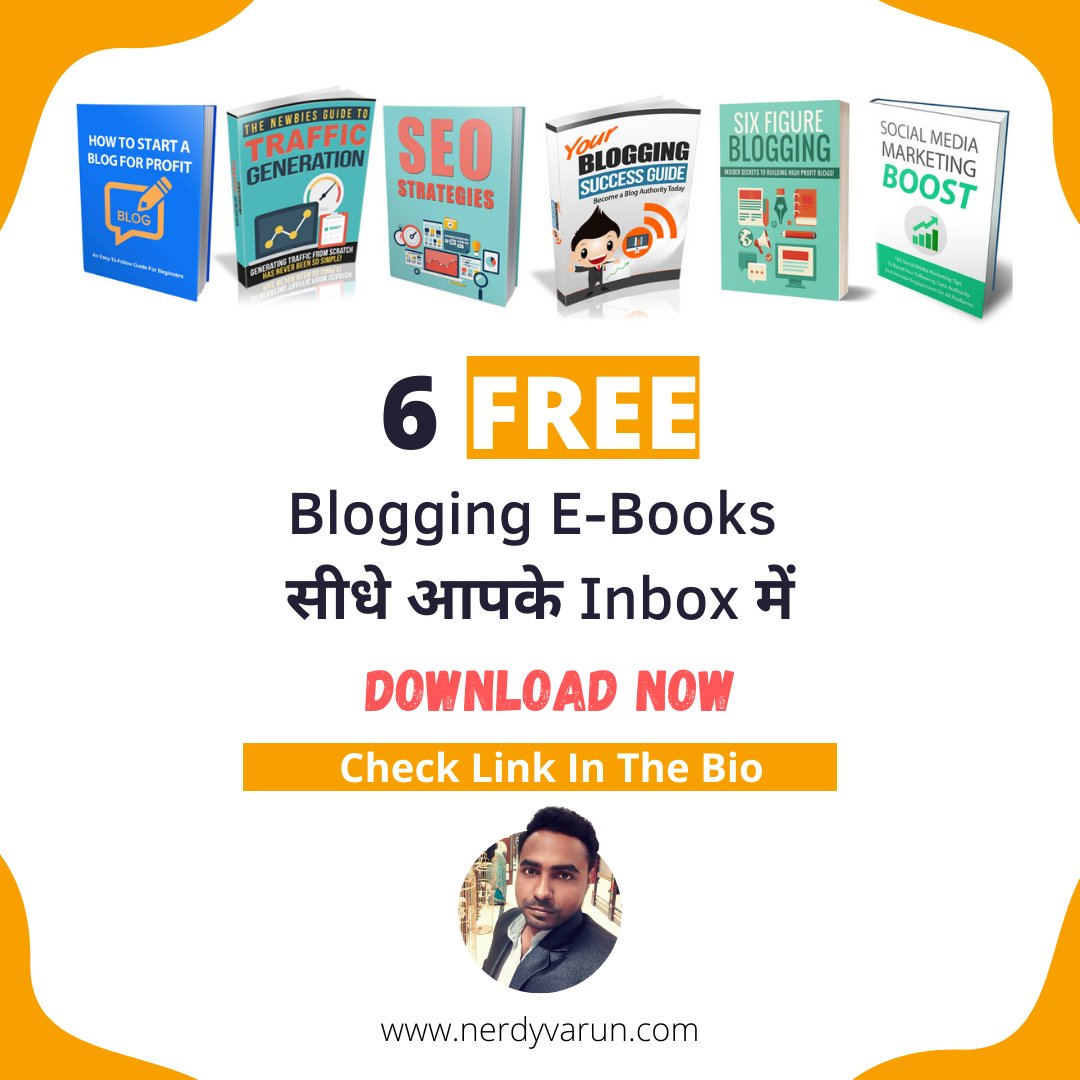 Nerdy_Varun's tweet image. I am sharing Six Free Amazing E-Books for blogging. Check the link: bit.ly/37YN73Z  👈🙂

#Hindiblogging #blogging #bloggingtips  #bloggingcommunity  #bloggerstribe  #bloggers