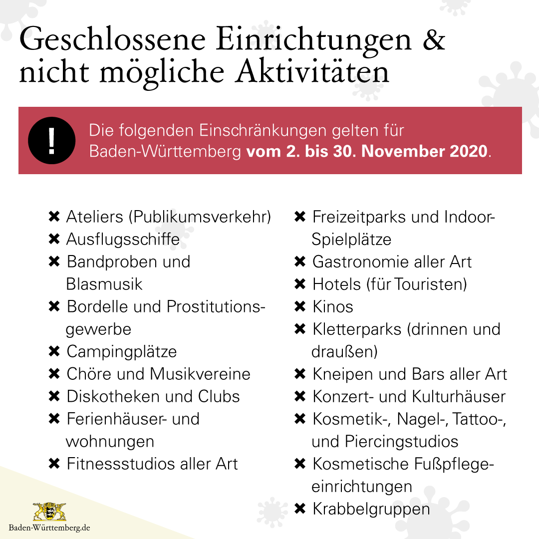 Landesregierung Bw Die Sechste Verordnung Der Landesregierung Zur Anderung Der Corona Verordnung Wurde Soeben Notverkundet Sie Finden Hier Eine Ubersicht Der Anderungen Und Regelungen Fur Alle Lebensbereiche T Co Zaes5fvhhc