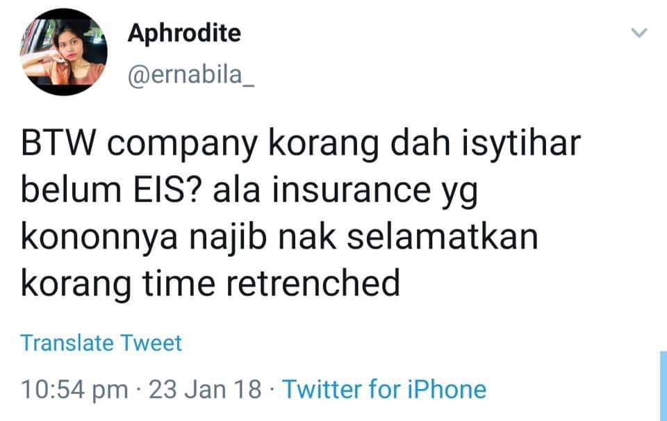 Zazasaputra's tweet photo. @SheikhMustaali @ernabila_ @ernabila_ seronok noh jd bodoh. Len kali bangang tu simpan sorang2 xpyh sebar satu dunia 🤣Harap2 pekerja2 yg kne retrench ni ada EIS yg dipotong oleh Najib utk selmatkan pekerja2 ni semua. https://t.co/mugnvsnkKz