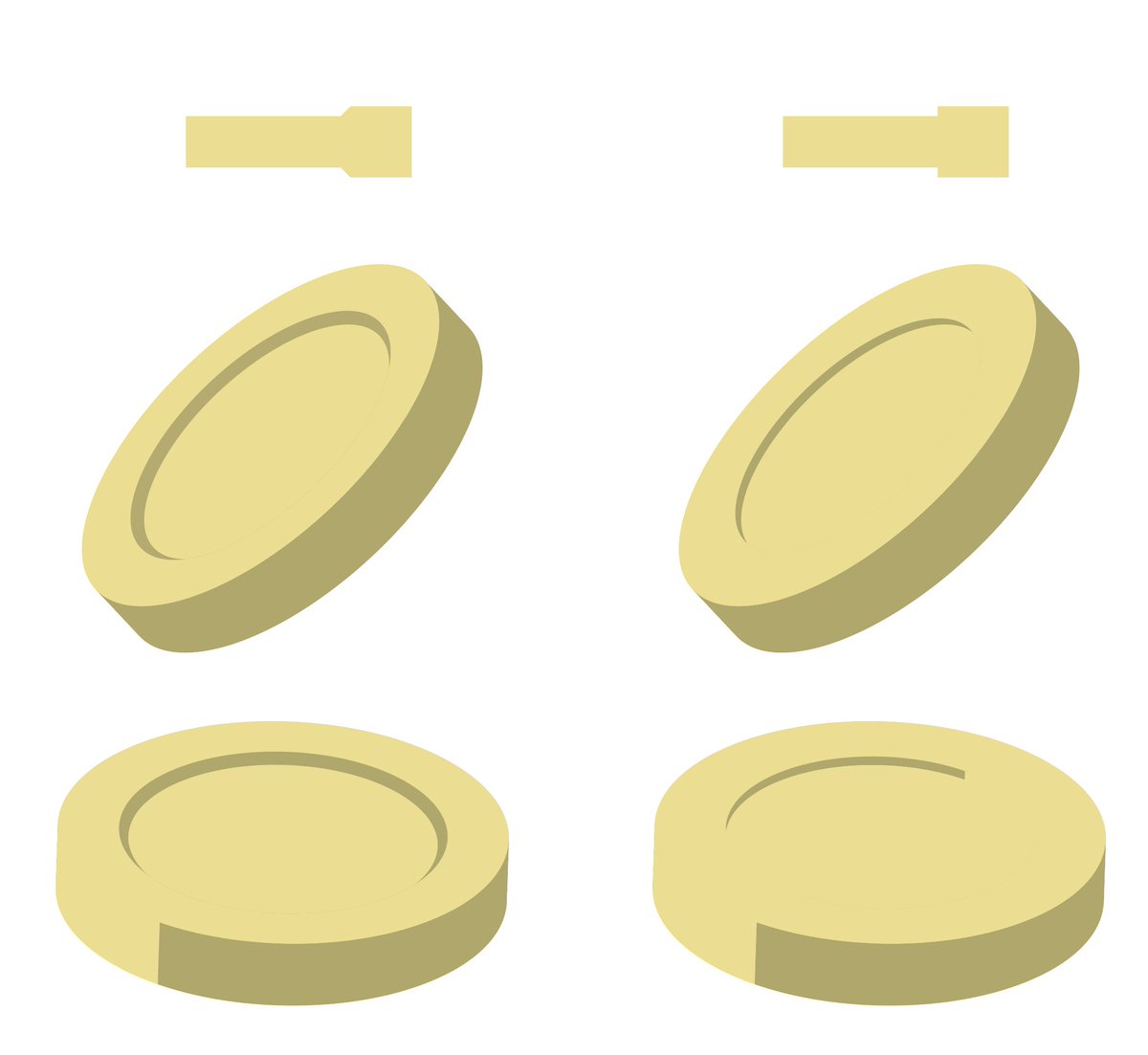 コインの凹んでる部分の角を斜めにカットした方が、3Dにした時の影がくっきり出て良いわね。