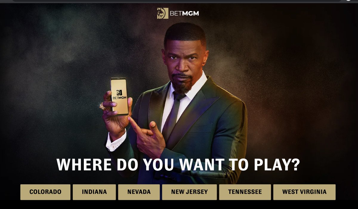 Next Up: BetMGMClick on the first search result that clearly shows as a link to RG content and I'm greeted by...Jamie Foxx asking me where I want to play???I'm sure this is a regulatory issue, but that is strange AF.