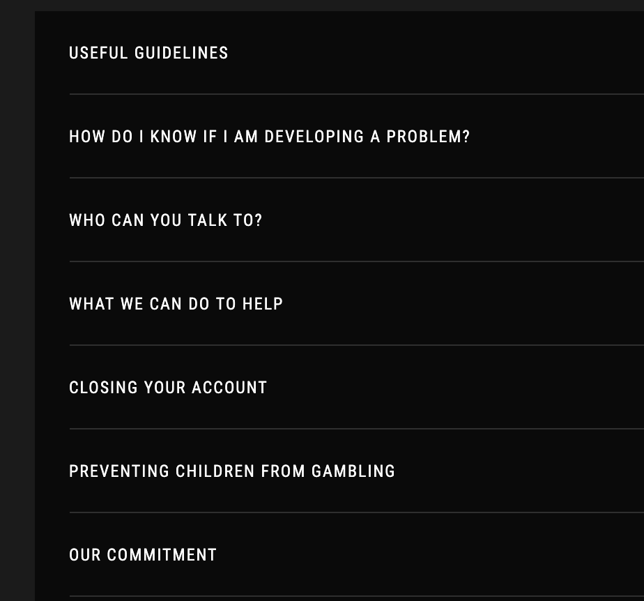 The first link is to the Australian site (which makes sense). It's designed slightly better than MGM, but still feels very T&C. I do like some of the language used here like "Who Can You Talk To?" and "What We Can Do to Help". It feels a bit more personal and less canned.