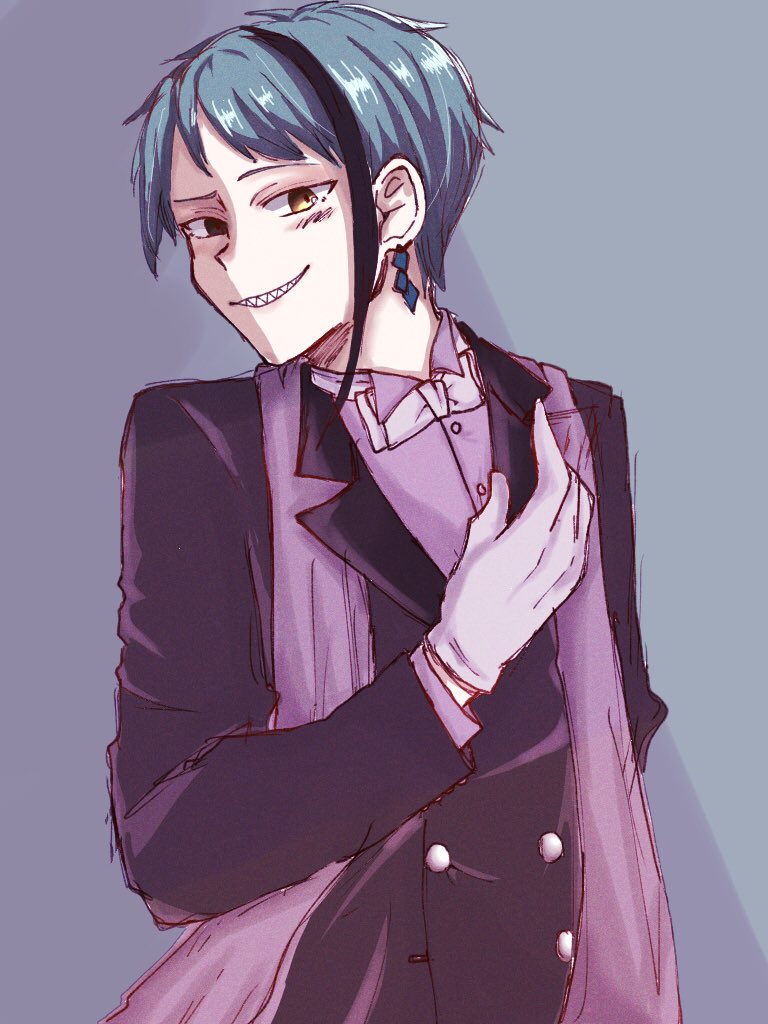 ツイステ 歯を見せて笑うジェイド君ド性癖です 帽子は後ろに隠してます 嘘 きなこな 脳内お花畑 のイラスト