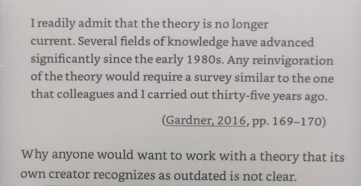 14/ Howard Gardener is unconcerned about the lack of evidence supporting his theory.He admits it is out of date.He doesn’t feel the need to test his theory against reality. #IQ  #IQTest  #Intelligence  #books