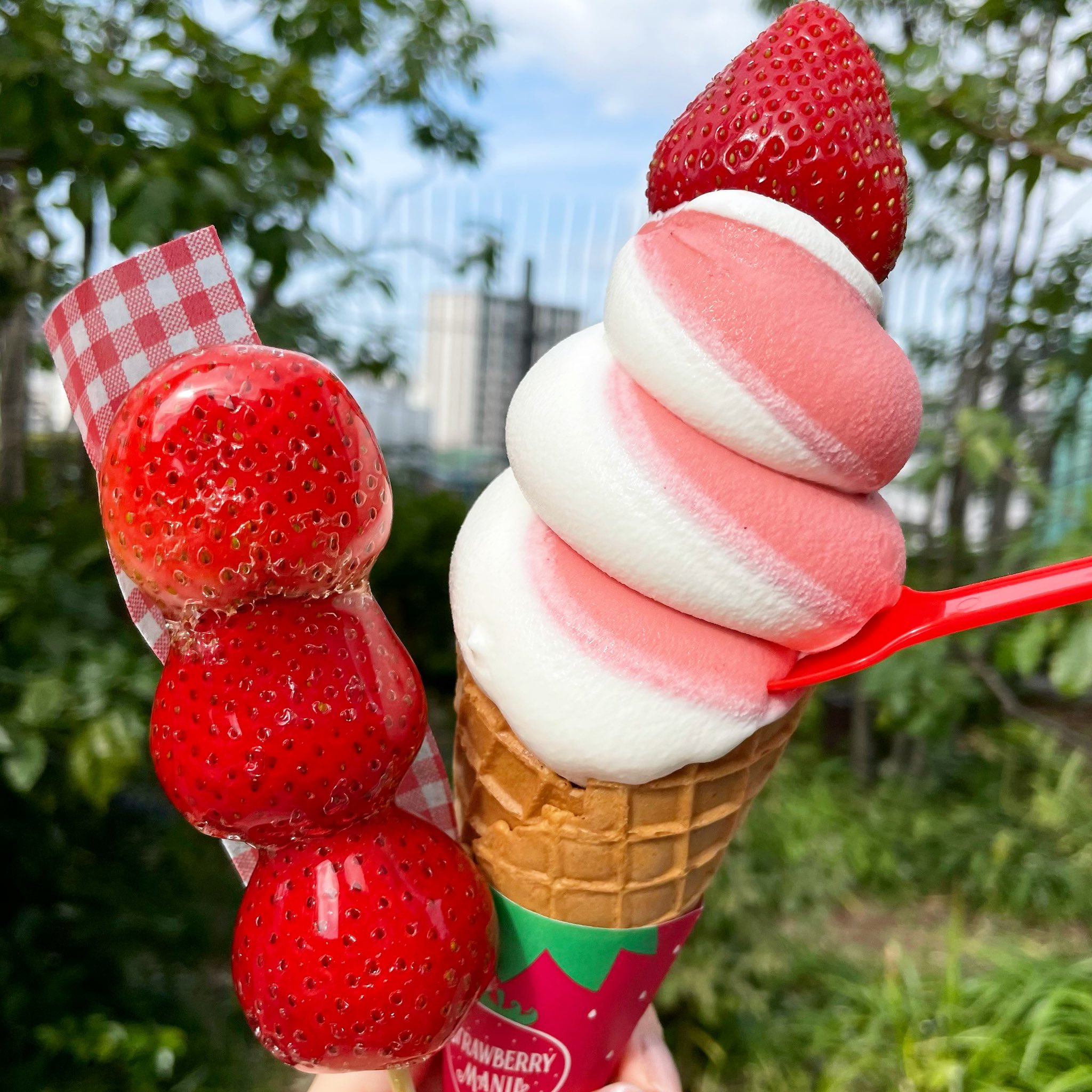 りょうくんグルメ On Twitter まじでこの世の全てのいちご好きに教えてあげたいんだが東京スカイツリーの ストロベリーマニア には全ての 人間を虜にする禁断のストロベリーソフトがある これがあまずっぱくて超絶美味いからぜひ全国のいちご好き いちごを愛する者