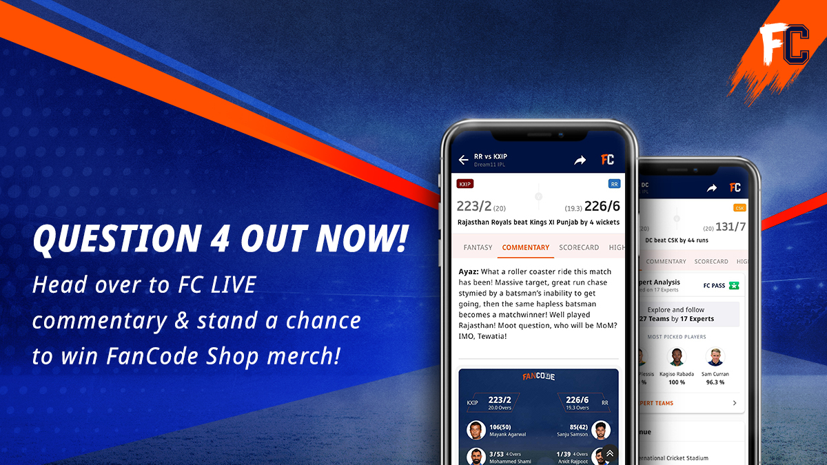 FanCode's tweet photo. #CSK are going strong in Abu Dhabi. What about you in #FanCodeShopContest?
The 4th question is out now here:
https://t.co/lAHeRWNO8v
Do share the screenshot of the question and you can win #FanCodeShop goodies!
#CSKvKXIP https://t.co/iU29XBBRUW