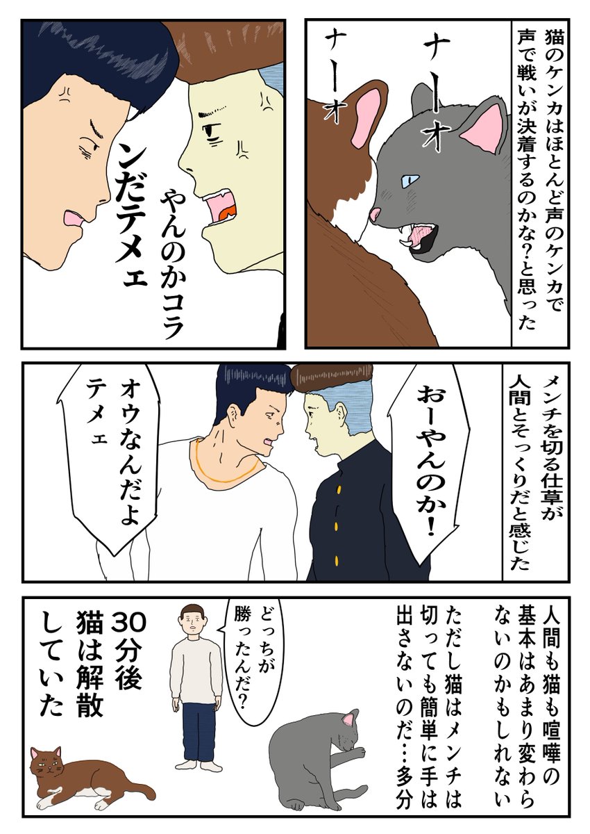 『猫のケンカを見た』
#コルクラボマンガ専科 