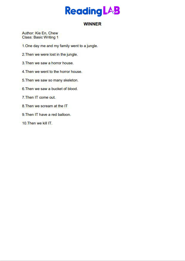 ReadingLabMY's tweet photo. 【Scary Story Writing Competition - Kepong Edition】
(Post 1 of 2)

Our choices were not made on grammar alone, but also the story told.

Take a read if you dare. 

#writingcompetition #halloween2020 #onlineclass #phonics #bahasamalaysia #englishclass #readinglab https://t.co/M4K44qwPx1