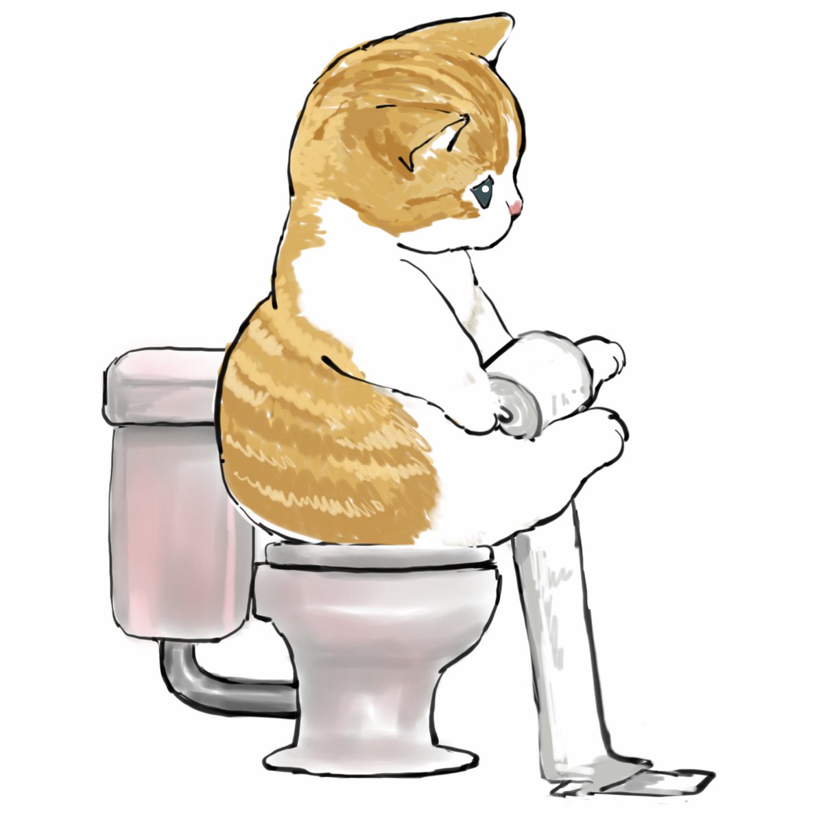 「トイレ占領中? 」|ぢゅの🐈のイラスト