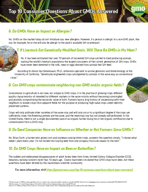 Top 10 Consumer Questions About GMOs, Answered - we've compiled the Top 10 questions and answers consumers have about #GMOs, based on Internet searches, traffic to the GMO Answers website, and events into one central resource for learning and sharing. gmoanswers.com/top-10-consume…