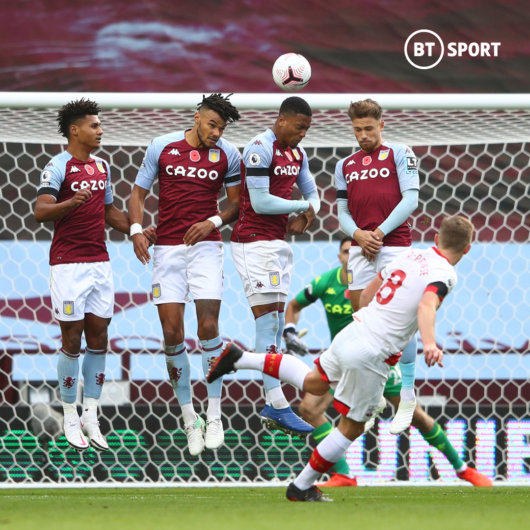 footballontnt's tweet photo. James Ward-Prowse scored two free-kicks in the first half against Villa 🤯

Technique = 💯 https://t.co/axpRnulpVb