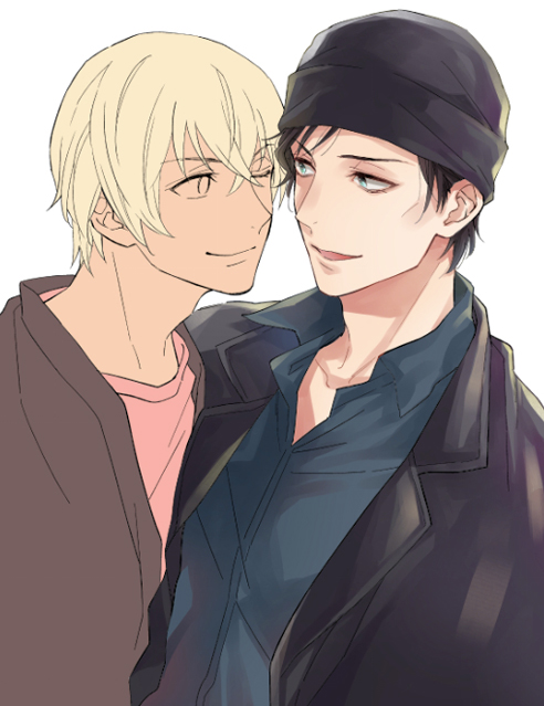 コナン 安室くんの立て看板を持っている赤井 と友達に言われた絵が 安室くんと赤井 に進 はや子 お休み中のイラスト