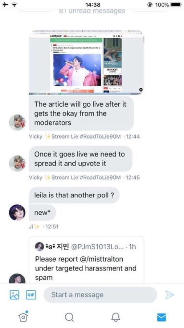 vicky tells pjms to support articles she writes on allkpop and asked us to write articles too. she also tells us to downvote articles that hype other members more even though the article is not wrong or problematic.