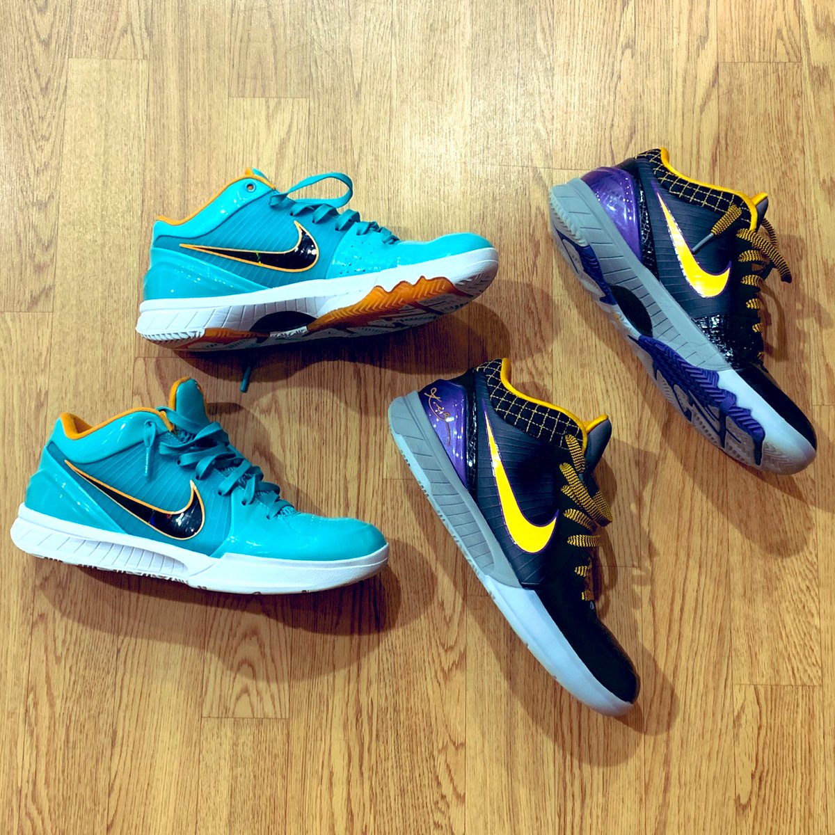 ASTERKICKS's tweet photo. ようやく🌟
ジャンプトレーニングの手本見せるので身体にけっこうなダメージ来てる、、
健康な膝なら息ひとつ上がらないはずなのに…😂
#nike
#KobeIVProtro
#CarpeDiem
#Undefeated
#HyperTeal
#Kobe4
#kobeIV https://t.co/cnzNQVeRZ0