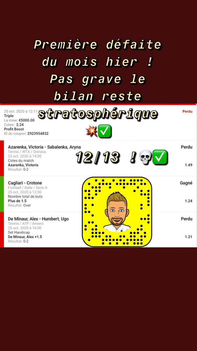 MaxProno3's tweet image. Première défaite ! Ça devrait arriver 😂 ! 12/13 toujours 🤞🏼✅ #TeamParieur  #parionsport