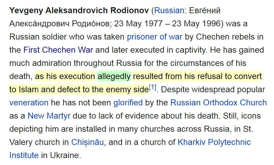 The BJP dumb0, again, cites an "alleged" incident during the 1st Chechen war. What do his 2 brain cells think happens during war?Instead of killing him as an enemy (which what everyone else does), they offered him a chance & he refused. https://twitter.com/Aabhas24/status/1322759533060452354?s=2013/
